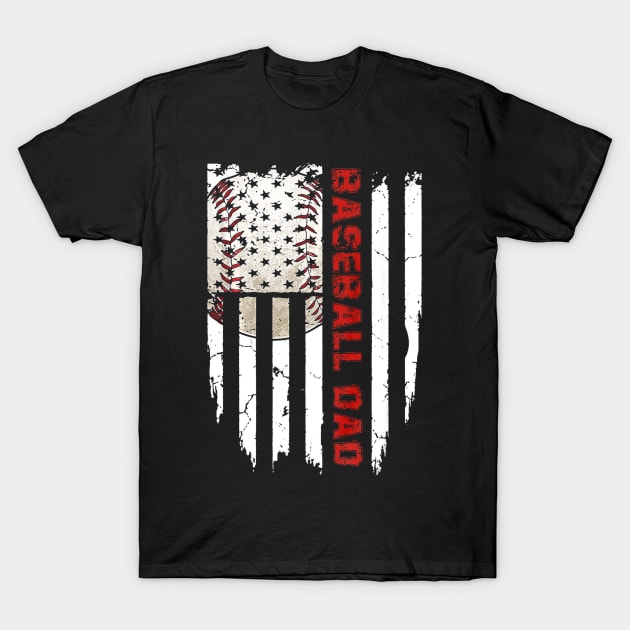 Distressed USA Flag Baseball Dad Daddy T-Shirt by Vigo